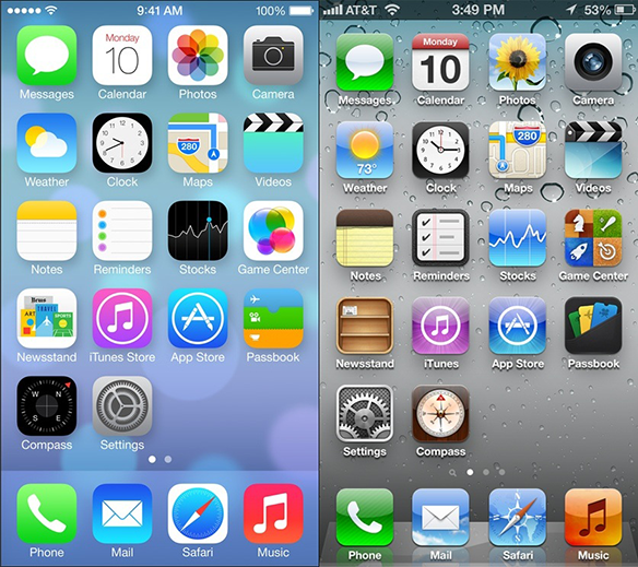 comparison between iOS6 and 7